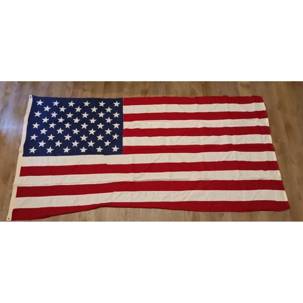 Valley Forge AMERICAN FLAG all Cotton Bunting USA 5'x9.5' clean exc 50 star C2